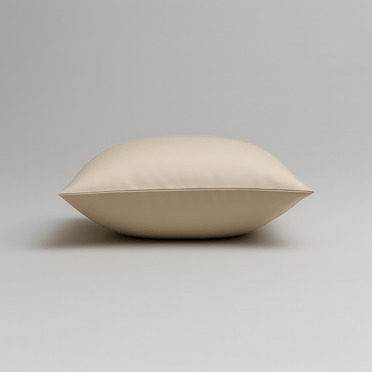 Detailaufnahme eines cremeweißen Bettwäsche Produktes aus Bambus.